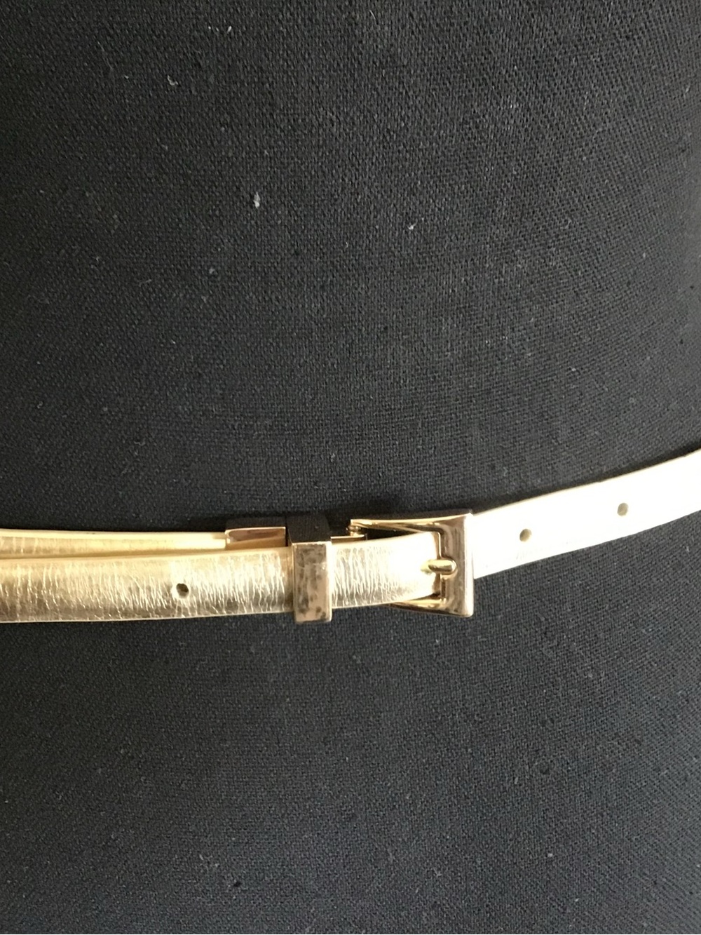 Metallic Leather Men's Belt with Gold Buckle